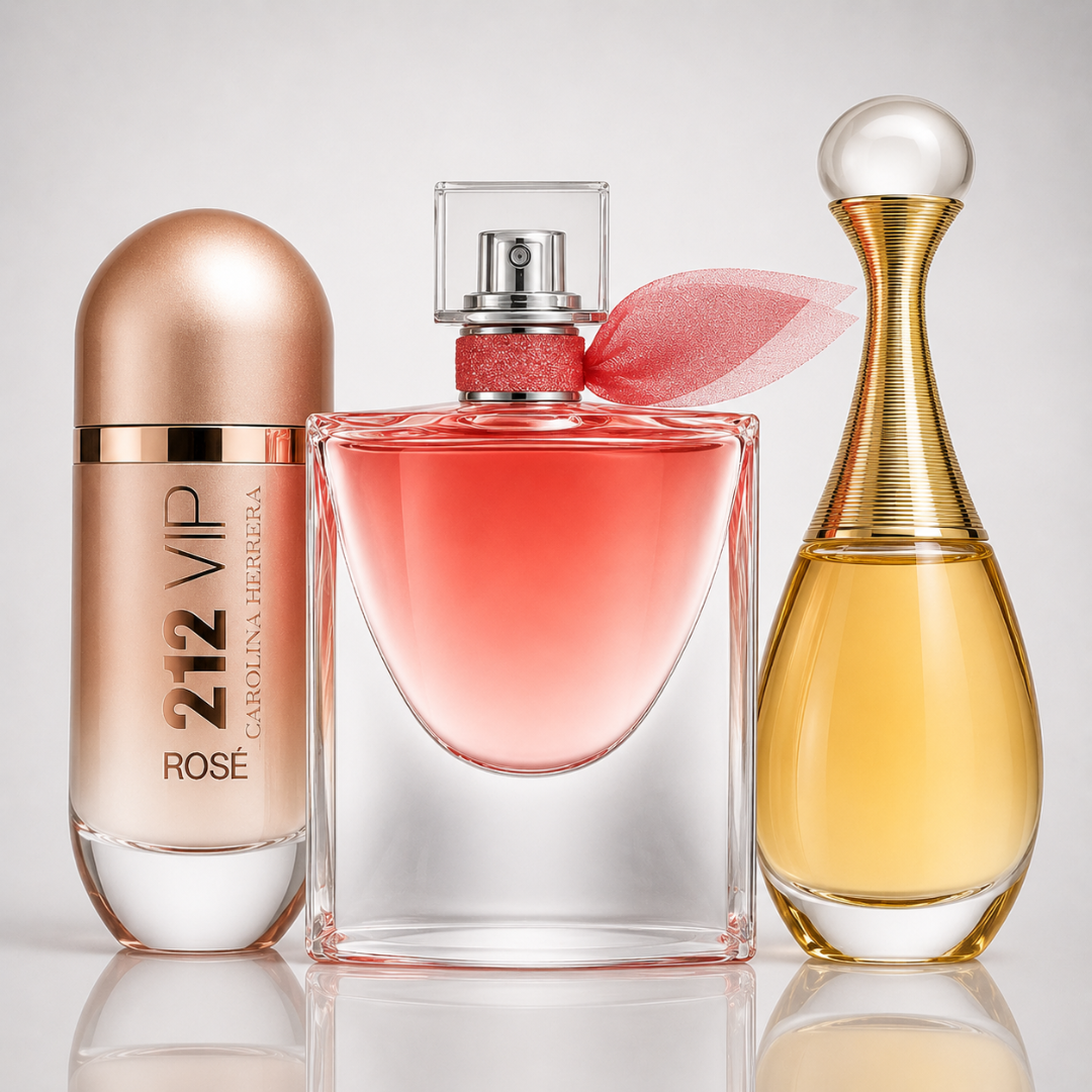 Combo aus 3 Damenparfums – 212 VIP Rosé, La Vie Est Belle und J’adore