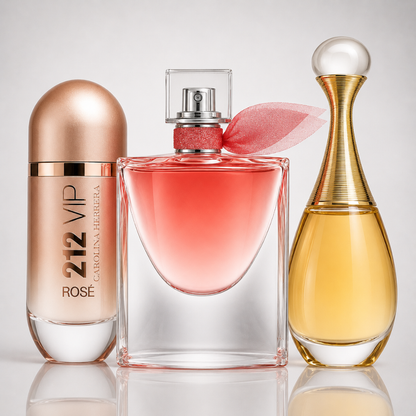 Combo aus 3 Damenparfums – 212 VIP Rosé, La Vie Est Belle und J’adore