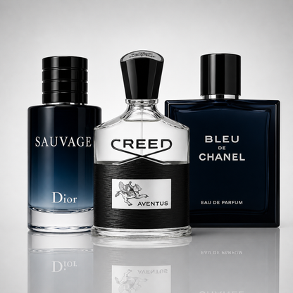 Combo aus 3 Herrenparfums – Dior Sauvage, Bleu de Chanel und Creed Aventus