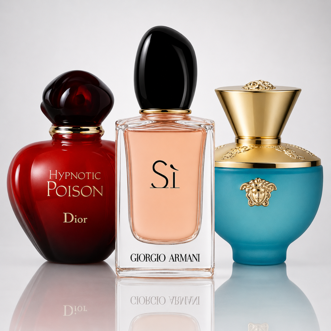 Combo aus 3 Damenparfums – Hypnotic Poison von Dior, Si von Giorgio Armani und Dylan Turquoise von Versace